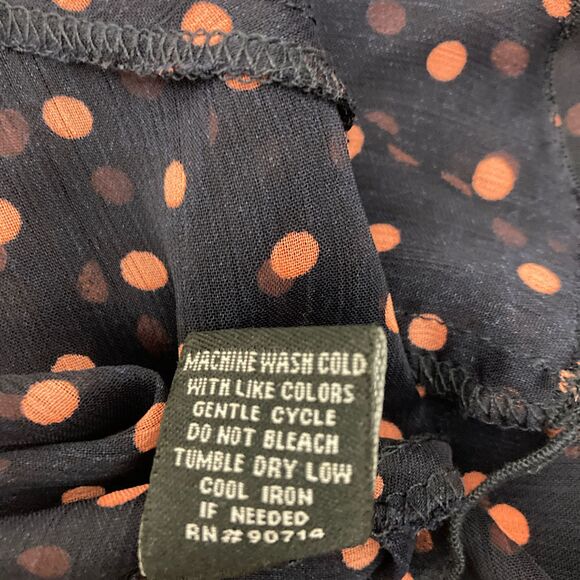 MSK Dress Size 4 Polka Dot Navy Pink Faux Wrap Ruffle Midi Short Sleeve - Picture 16 of 16